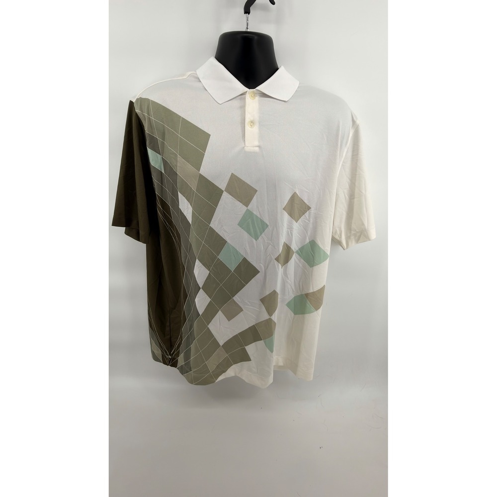 Nike Golf Dri-FIT Polo Shirt Men's Large Geometric Print Performance Golfing Top